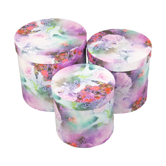 Коробка подарункова кругла в наборі  3 шт (19,5 x 19cm/17,5 x 17cm/15,5  x 15cm) Різнокольоровий Unison (W5941)