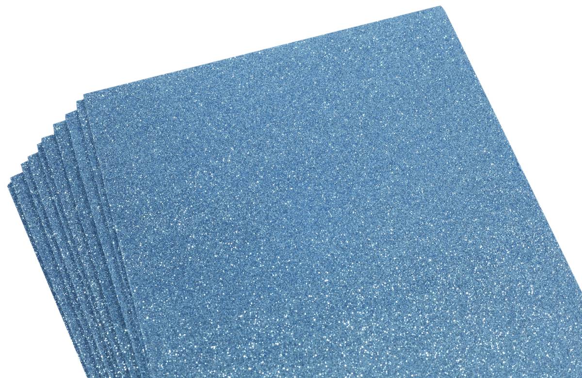 Светло-голубой  фоамиран с глиттером (10листов) (8955)
