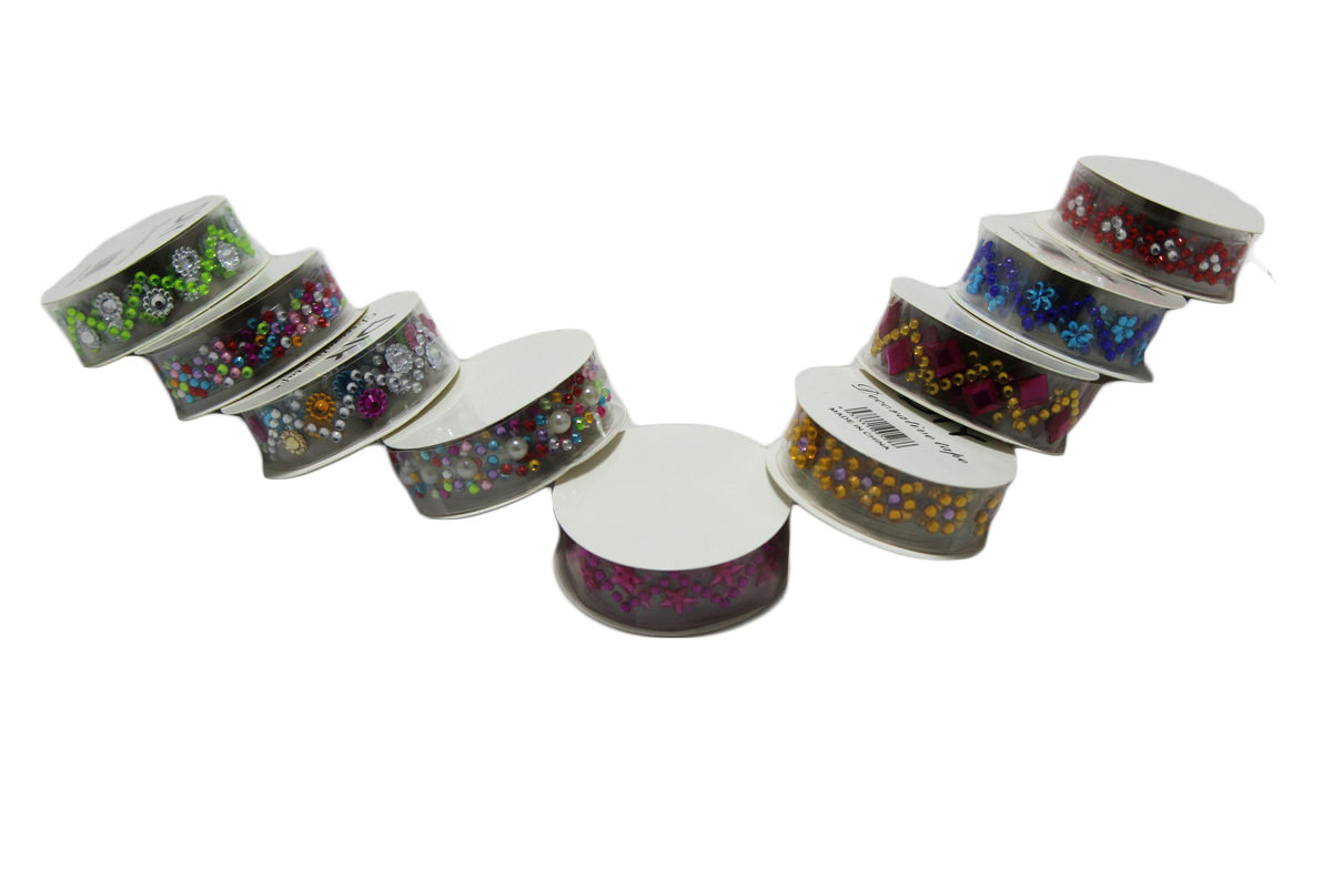 Скотч декоративный со стразами на самоклейке, Unison, YKL50-BK (YKL50-BK)