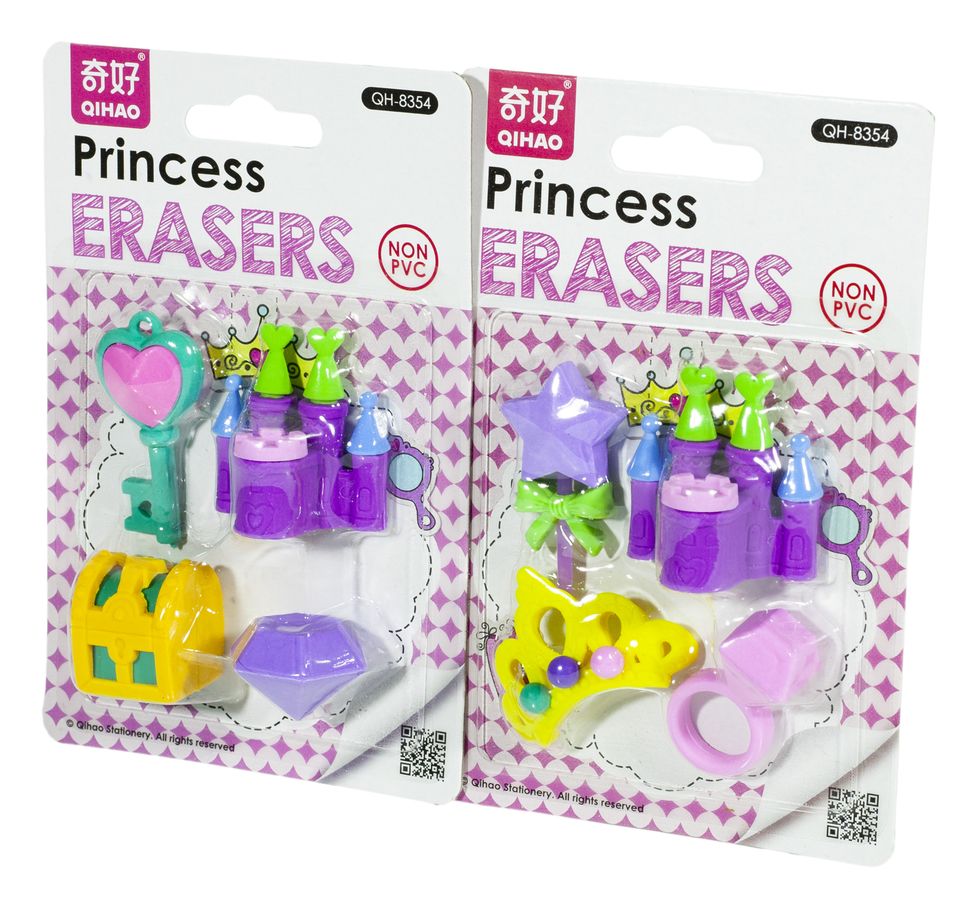 Резинка-в н-ре 4шт."Принадлеж-ти принцессы объёмн."-д/дев.,2в.(36*12) (8354)