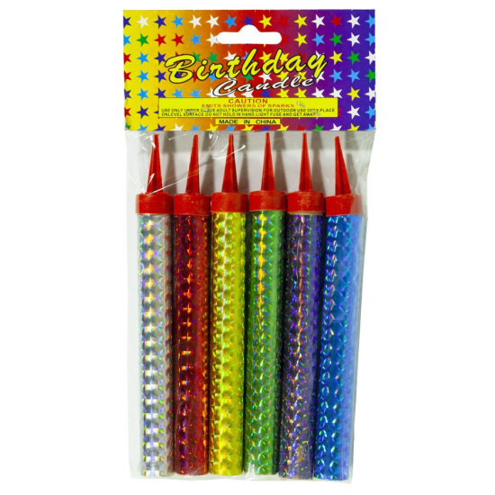 Набор свечей/торта "Холодный фонтан" "Радуга" 12см 6 шт. (1227-12)