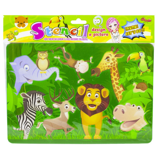 Трафарет пластиковый+раскраска 27*18,5 "животные , рыбы" (5802-A)