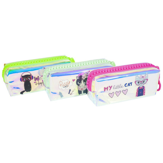 Пенал-косметичка голографічний "Єдиноріг" кольорова змійка, 3 диз. (6601)