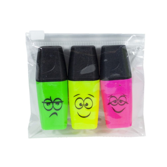 Текстовыделитель мини 3шт. "Смайлик",  809-2 (809-2)