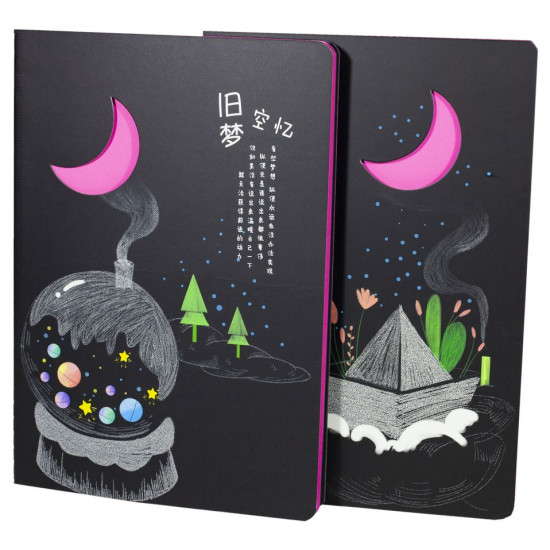 Блокноты-черные листы, обл. крафт, А5- 20 листов "Месяц неон" (3202-03)