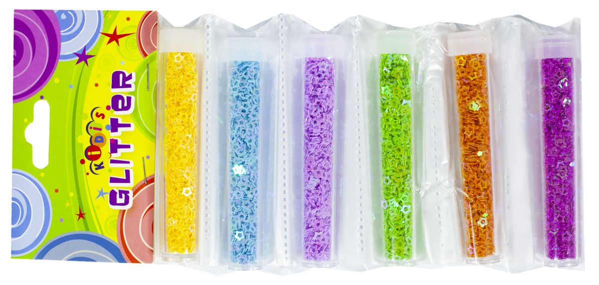 Глиттер звезды разноцветные, переливающиеся на ленте 6 цветов Разноцветный Unison (1992)