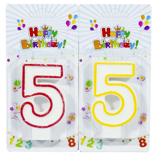 Свічка для торта "Цифри" 5 " виблискуючі, 7,5 х 4см Різнокольоровий Unison (5151-5)