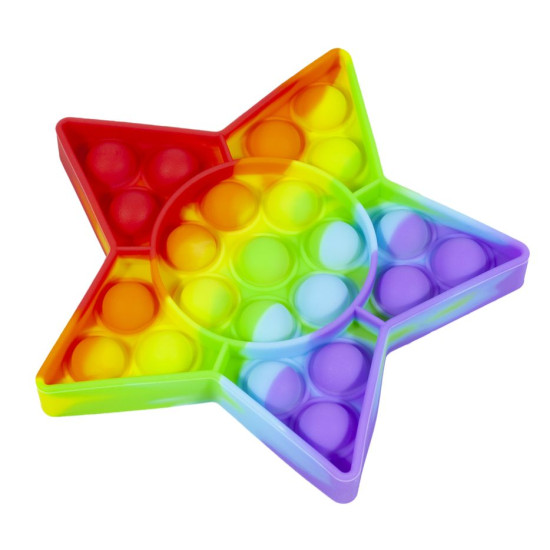 Игрушка-антистресс - пупырка звезда "POP IT" радуга (PI-R звезда)