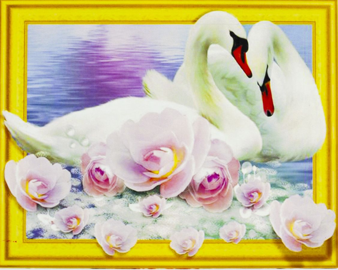 Алмазная мозаика  3D по номерам 40*50см "Пара лебедей"030 (030)