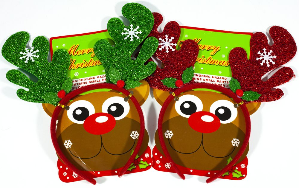 Обруч новогодний  на голову  "Рожки-Олень" 2 дизайна (809-5)