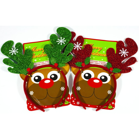 Обруч новогодний  на голову  "Рожки-Олень" 2 дизайна (809-5)