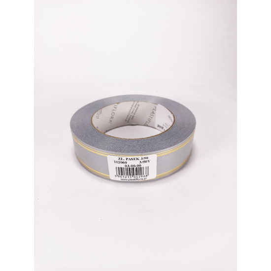 Стрічка пластикова 3см х 45м Срібний Unison (PAS30 -2 silver + gold)