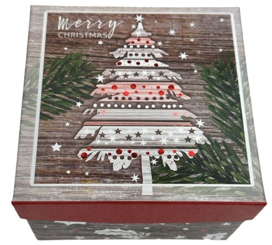 Подарочная новогодняя коробка квадратная 13 х 13 х 8см, 3шт/наб Разноцветный Unison (93186)