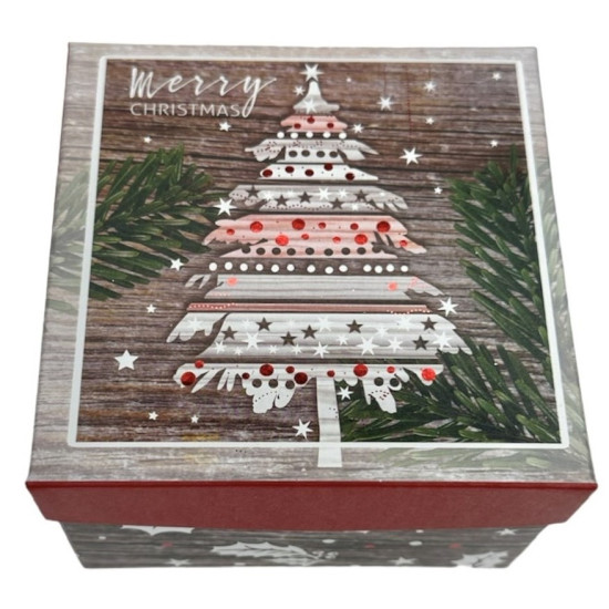 Подарочная новогодняя коробка квадратная 13 х 13 х 8см, 3шт/наб Разноцветный Unison (93186)