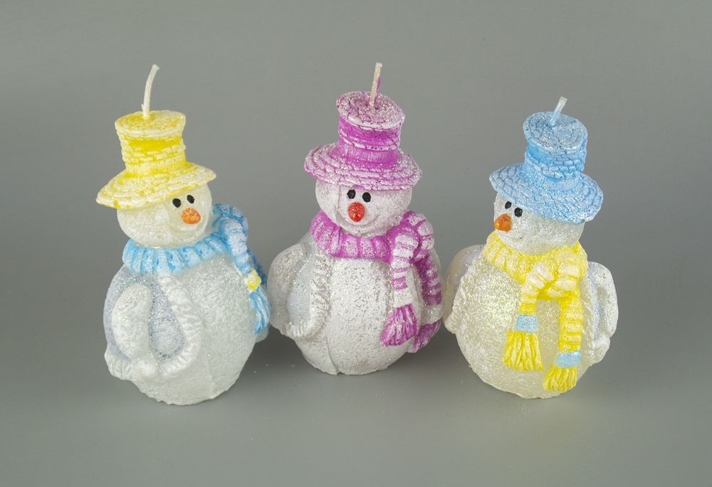 Декоративная светодиодная Свеча "Снеговик" 13 х 8см Разноцветный Unison (sw -LED)