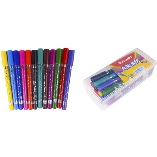 Набор фломастеров  "Luxor" "Fun Liner" 12 цветов mix-12 Разноцветный LUXOR (6107)