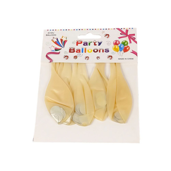 Шарики 10' (26см) конфетти - серебряные кружочки, 5шт/уп Прозрачный Без бренда (1005-102)