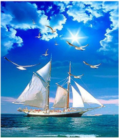 Картина по номерам 40 х 50см "Белые паруса" Голубой Unison (74308.)