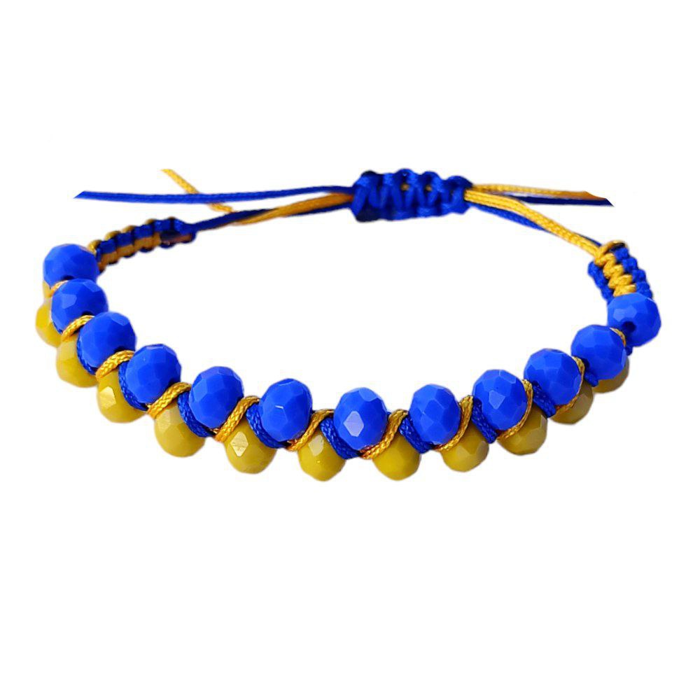 Браслет  фенечка с матовыми хрусталиками Желто-синий Unison (783016)