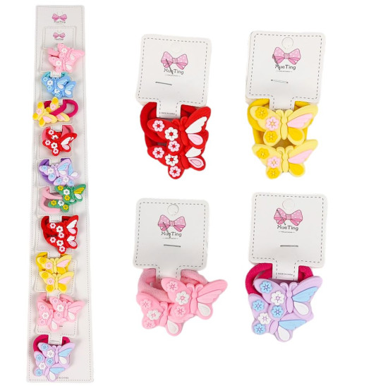 Резинка для волос "Бабочки" 20шт на блистере Разноцветный Без бренда (HB-018)
