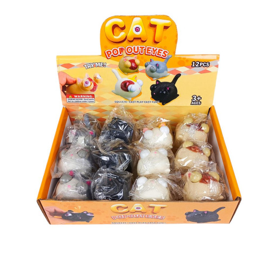 Игрушка-антистресс пучеглазик "Кот" 7см, 4 вида Разноцветный Без бренда (3305)