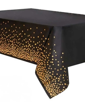 Скатерть черная 137 х 183см, Горошек золотой Черный Без бренда (871033)