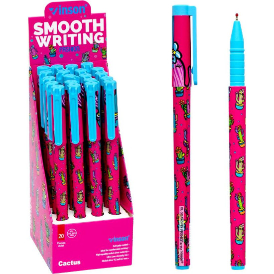 Ручка масляная VINSON "Cactus" синяя Разноцветный Vinson (A152)