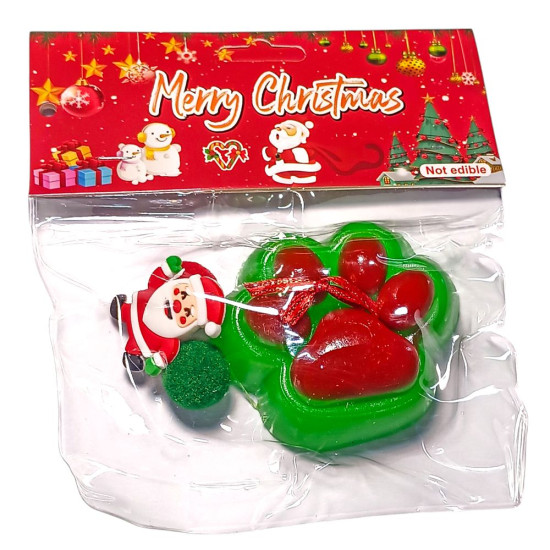 Таба лапка новогодняя 7см сквиш антистресс (712292 green-red)