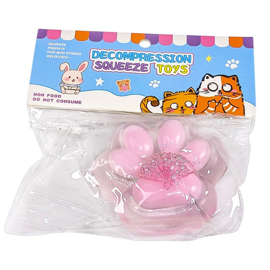 Таба сквиш антистресс  Лапка прозрачная (712208 pink)