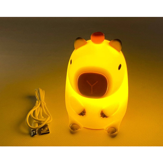 Лампа-ночник детская сенсорная силиконовая "Капибара" меняет 5 цветов, 13 х 9см, USB (303- L)