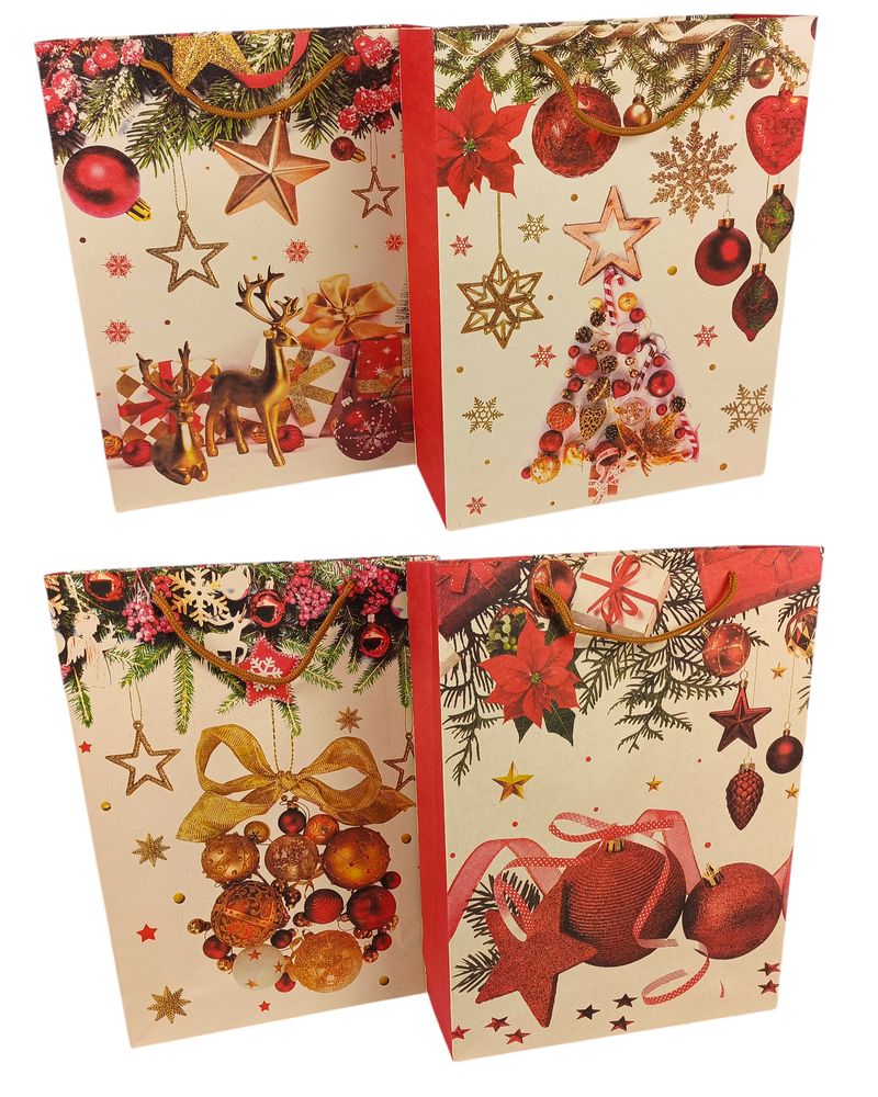 Пакет новорічний крафт, 21 х 27 х 9см, 200гр (NPZ-005-M)