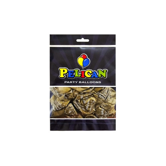 Шарики Pelican латексные 12" (30см) "С Днем рождения, гирлянда" хром золото 50шт (824053)