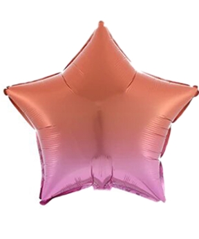 Кулька фольг 18' Зірка омбре Помаранчево рожева  45см (ціна за упак/5шт) (832676)