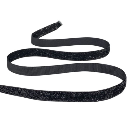 Бархатная лента с люрексом 1,0 см х 50 ярдов Черный Marill (D00710- 08)