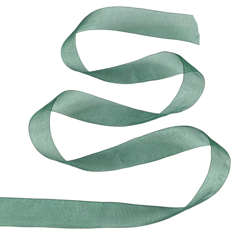 Лента с органзы темно - зеленая 2,0 см х  50 ярдов Зеленый Marill (D02020-bk11)