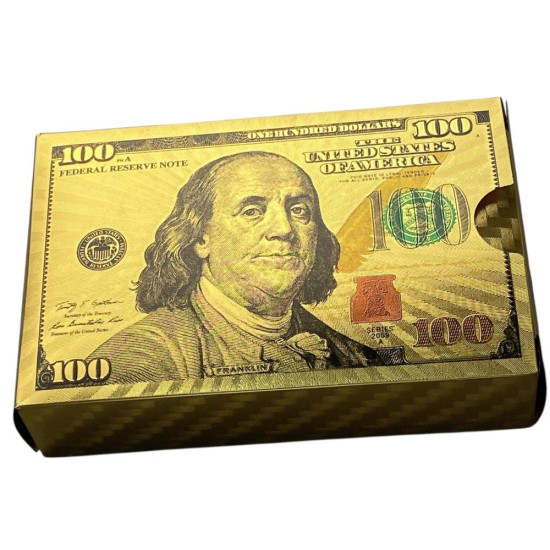 Карти гральні пластикові 54 шт, золоті  "долар" (13932)