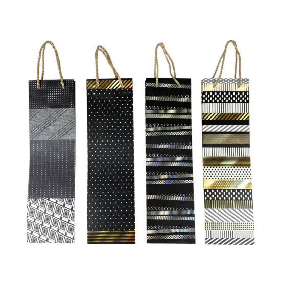 Пакет подарочный под бутылку, 4 дизайна, 210g, 11 x 38 x 11см (YM-JD-1114-S)
