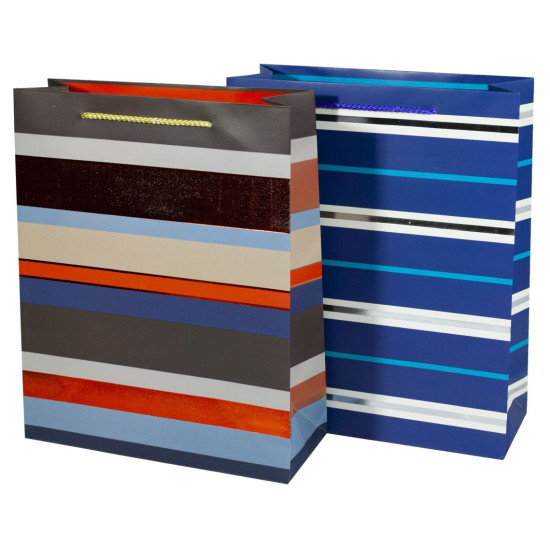 Пакет подарочный фольгированный, Полоса - 4дизайна, 210g, 41.5 x 53 x 15cm Разноцветный Unison (YM-S-1071-XL)