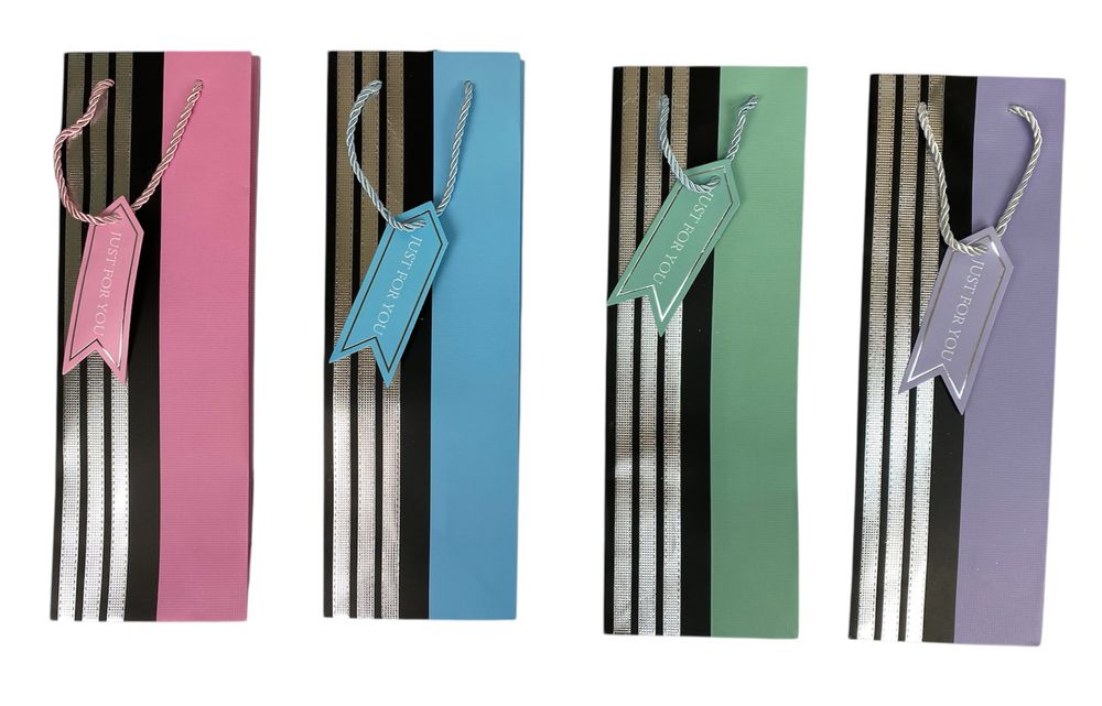 Пакет подарочный под бутылку, фольгированный, 4 дизайна, 210g, 12 x 35 x 10см Unison (3161)