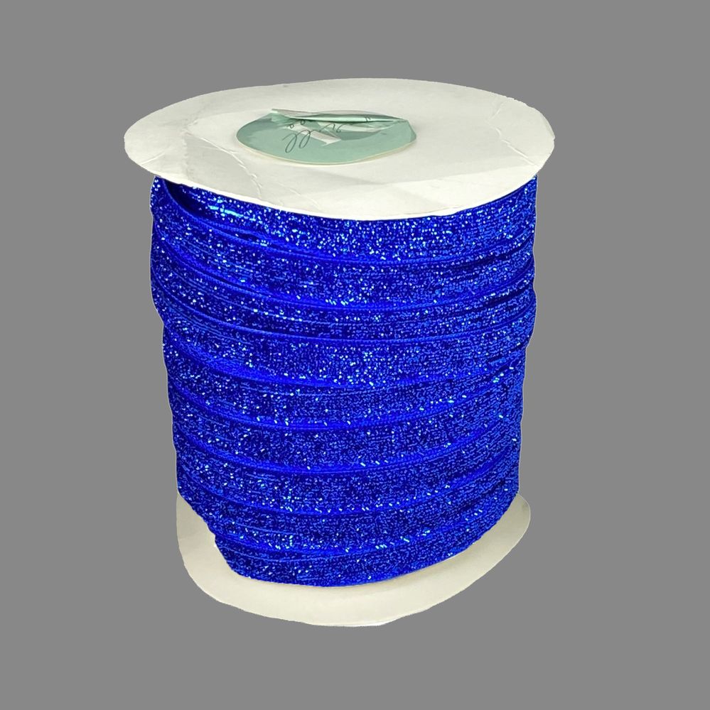 Бархатная лента с люрексом 1,0 см х 50 ярдов Синий Marill (D00710- 01)