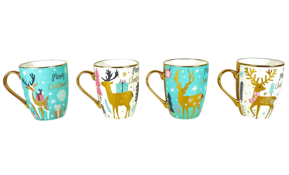 Чашка 350мл Новогодний принт с золотом (CP7439)