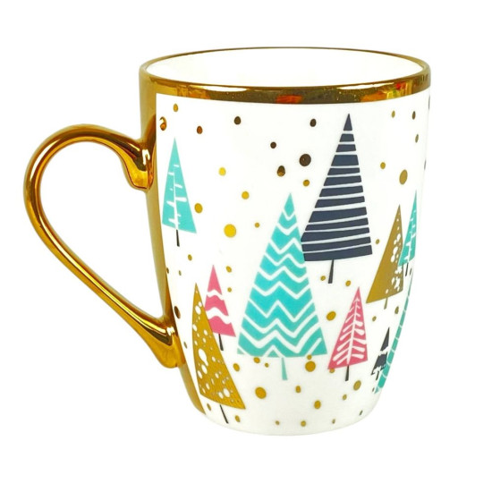 Чашка 350мл Новогодний принт с золотом (CP7437(SD2002))