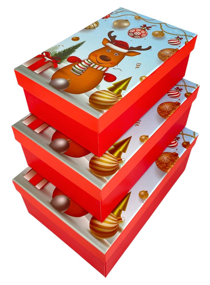 Подарункова новорічна коробка 23 х 16 х 9,5смм, 3шт/наб (1037Y-007L)