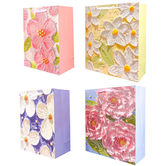 Пакет подарунковий "Квіти"   32 х 26 х 12см,  210г/м2, 4 дизайна Unison (2999-32)