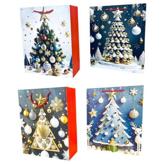 Пакет подарочный новогодний , 26 х 32 х 12cm 4 дизайна Unison (Y2113M)