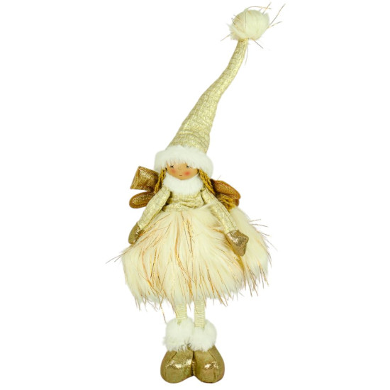 Новогодняя мягкая игрушка Фея, стоящая бело-золотая 50 см (L01159)