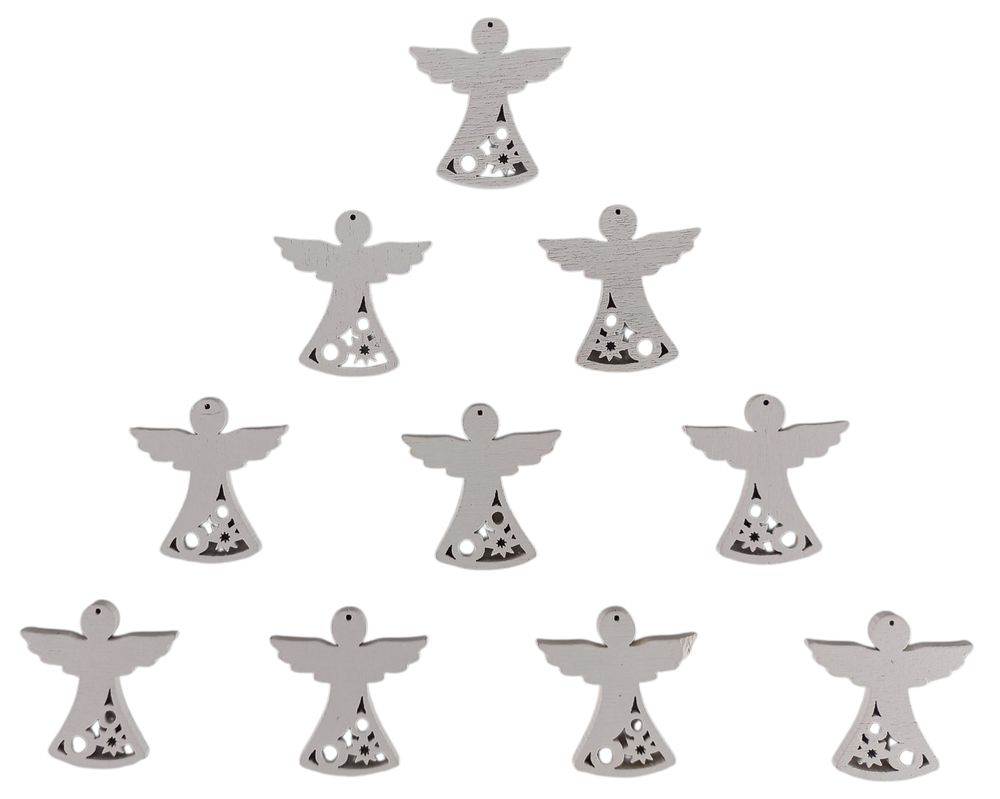 Дерев'яний ангел 2 х 3см, білий, 10шт (TK-009)