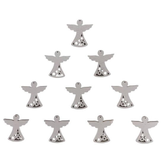 Дерев'яний ангел 2 х 3см, білий, 10шт (TK-009)