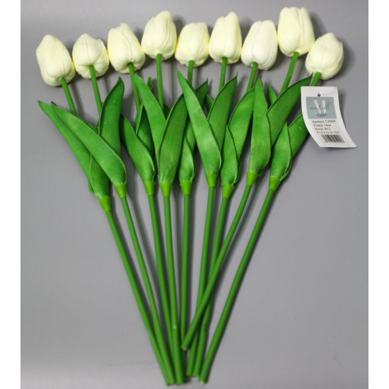 Букет латексних тюльпанів з ефектом живого дотику 9 бутонів (4 х 4см) кремовий 34 см Marill (C30444-12)