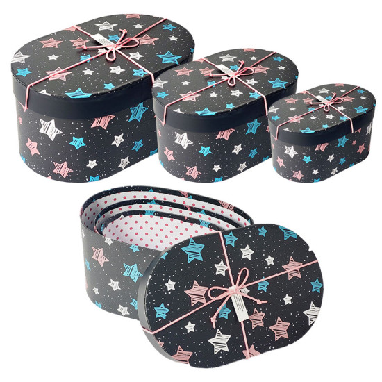 Коробка подарункова  28 х 18 х 14см (овал),3шт. в наборі (0229)